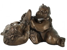 Autumn's Feast Bronze Haida Sculpture of Native Bears