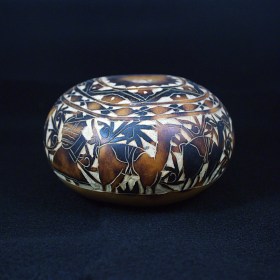 Tribal Spirit Gallery Carved and Painted Peruvian Gourd with Alpacas
