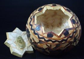 Tribal Spirit Gallery Carved and Painted Peruvian Gourd with Alpacas